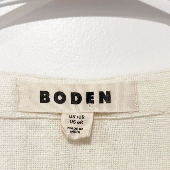 Boden Fringe Trim Hem Mini Shift Dress in Ivory 100% Cotton Pullover size 6R - Picture 10 of 13